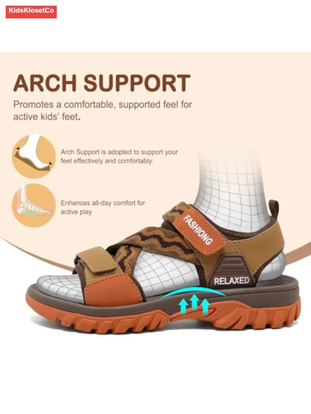Kids Orthopedic Walking Sandals Arch Support Sport Hiking Sandals